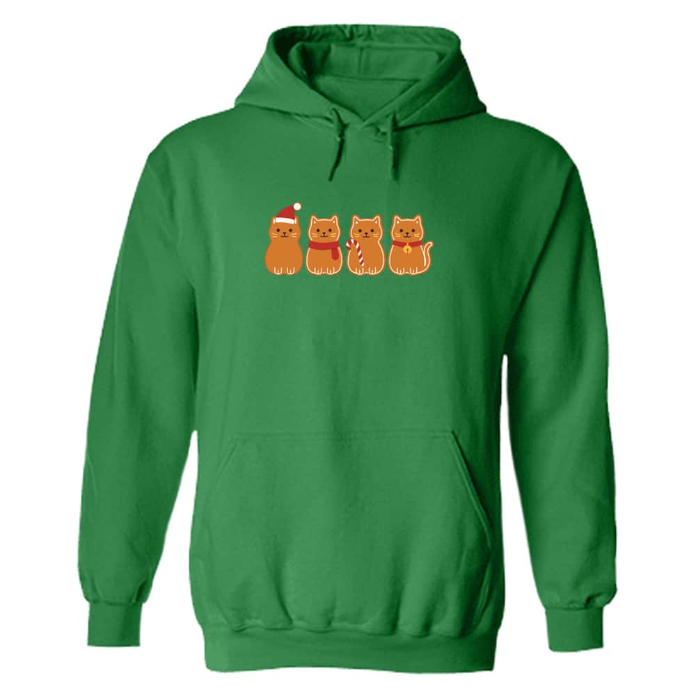 Gingerbread Cats Hoodie Irish Green