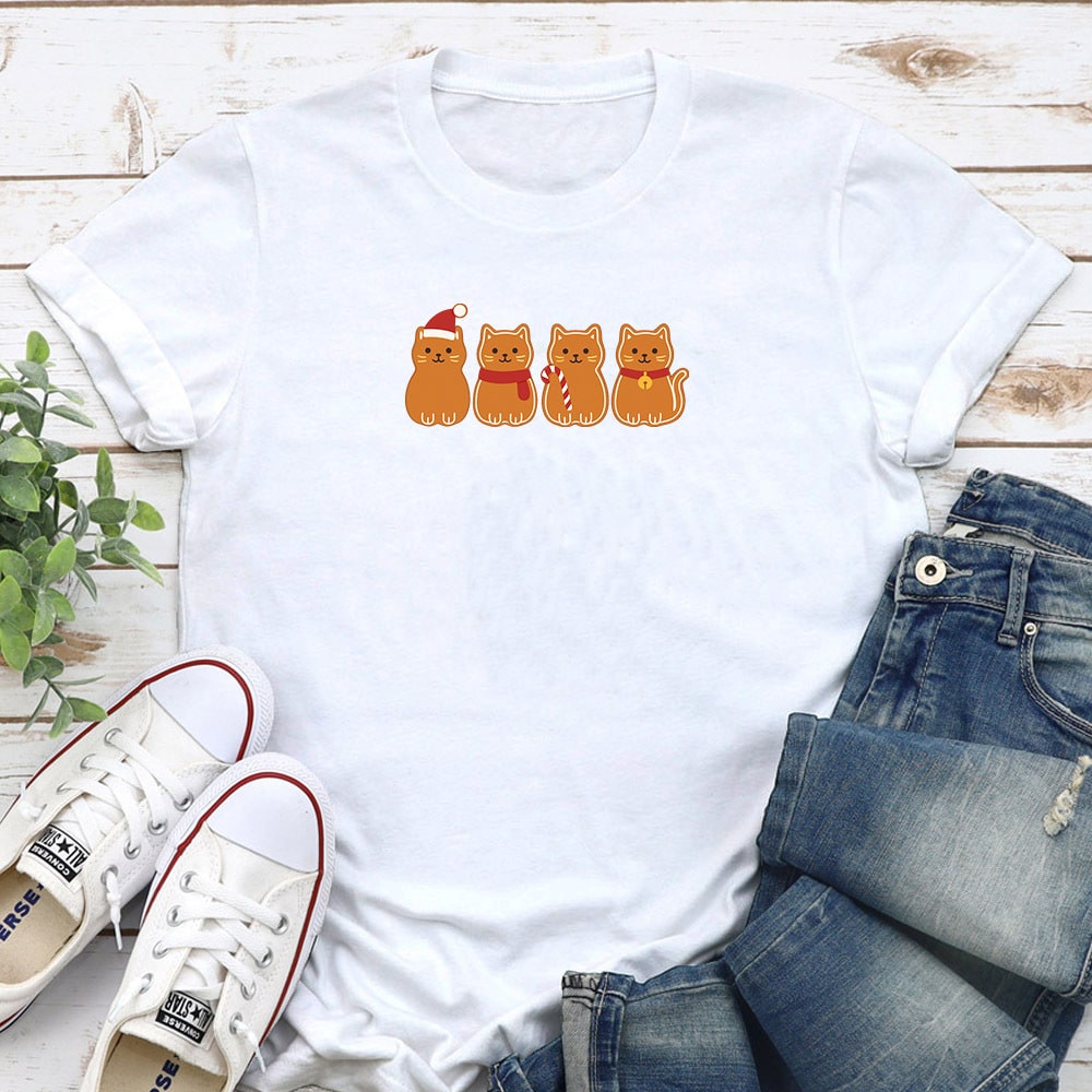 Gingerbread Cats Standard Tee White