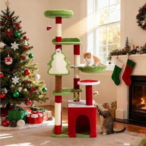 AQUILLA 55.1in Christmas Cat Tree Tower