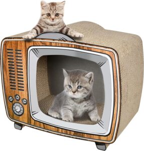 FluffyDream TV Cat Scratcher Cardboard Lounge Bed