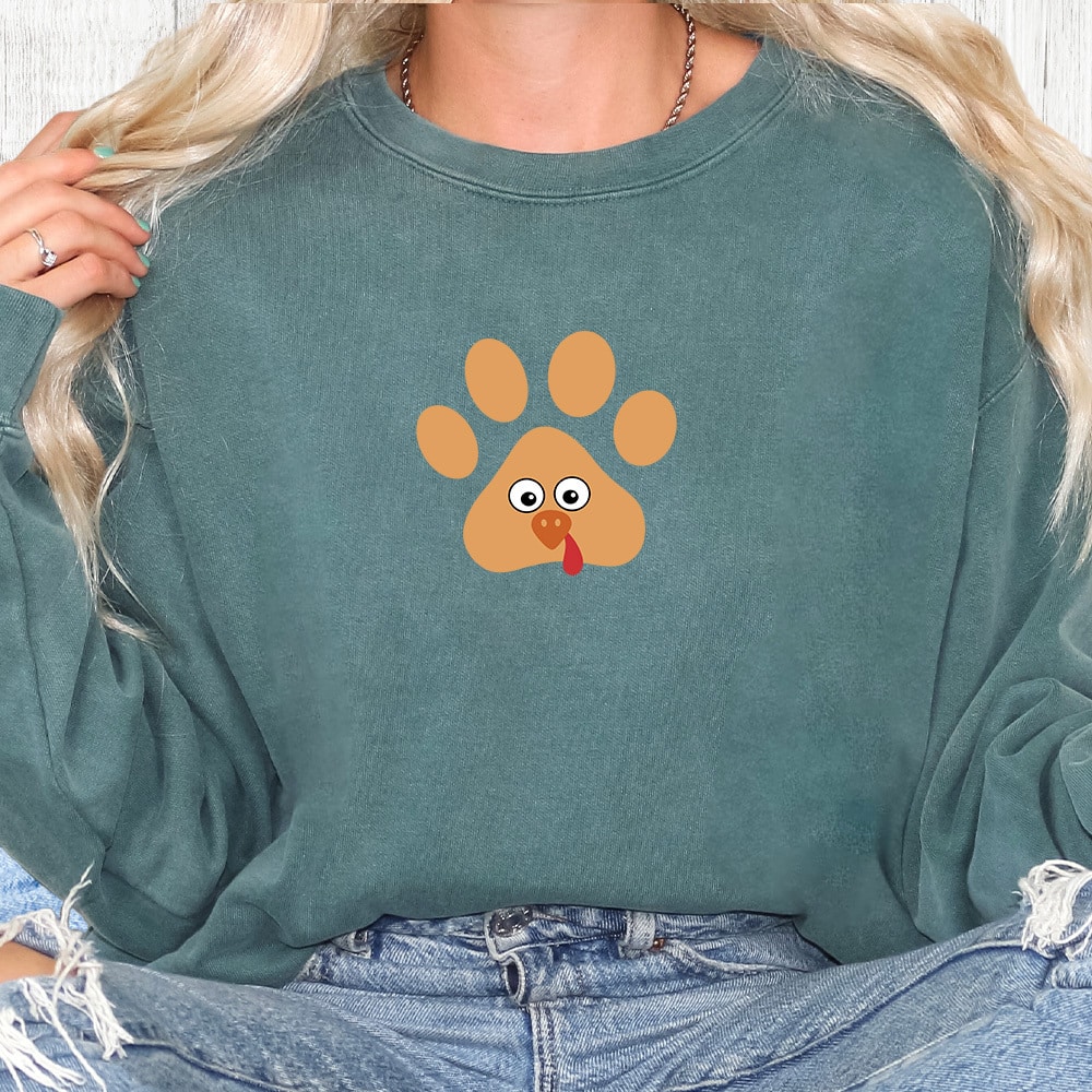 Comfort Colors Turkey Paw Premium Sweatshirt - Blue Spruce