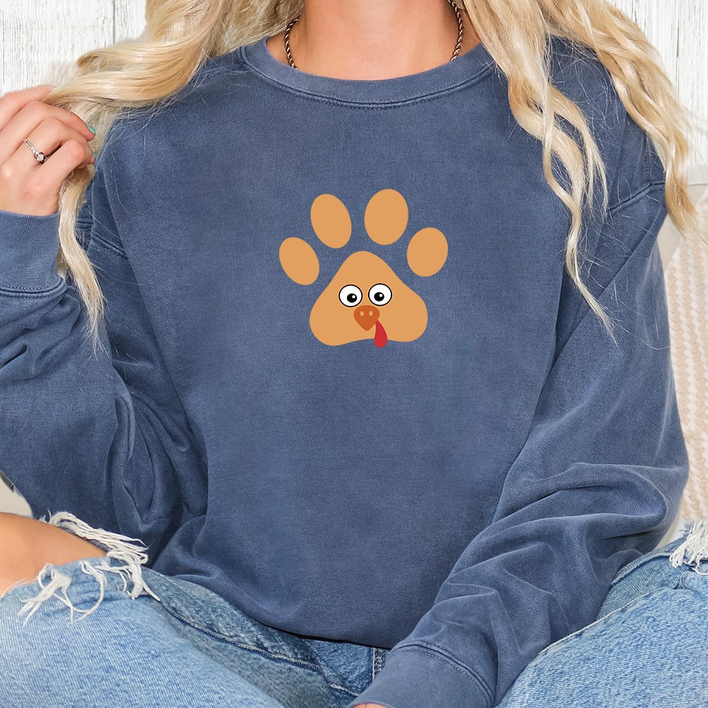 Comfort Colors Turkey Paw Premium Sweatshirt - Denim