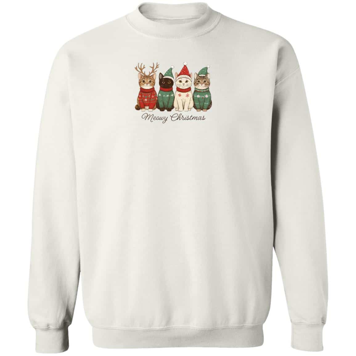 Meowy Christmas Kitties Sweatshirt White