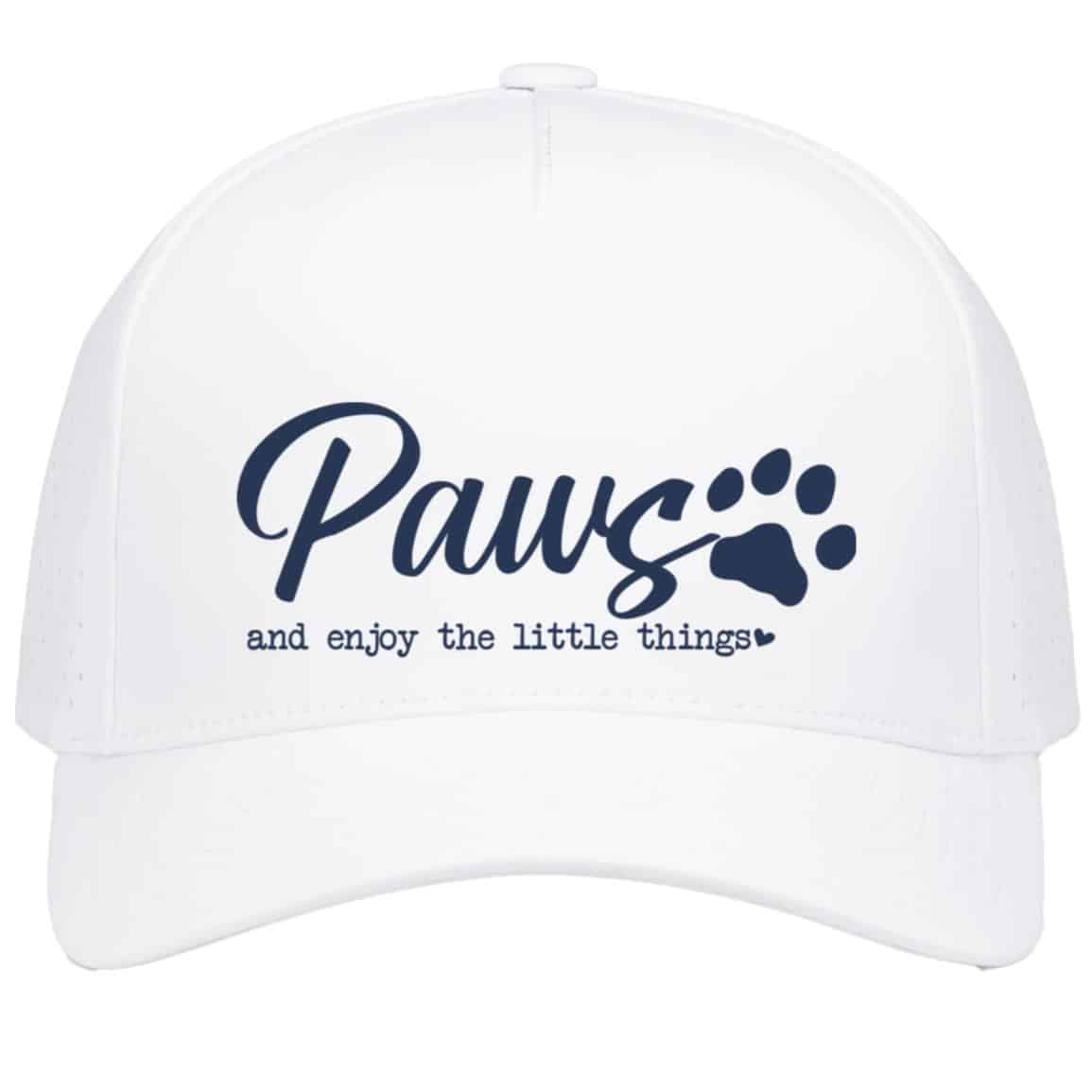 Paws And Enjoy The Little Things Weekender Perforated Snapback Cap White