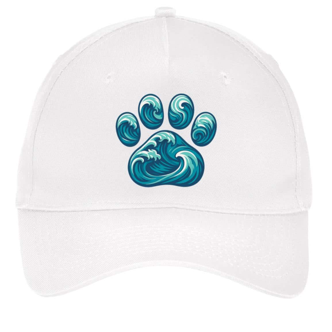 Paw Wave 5-Panel Twill Cap White