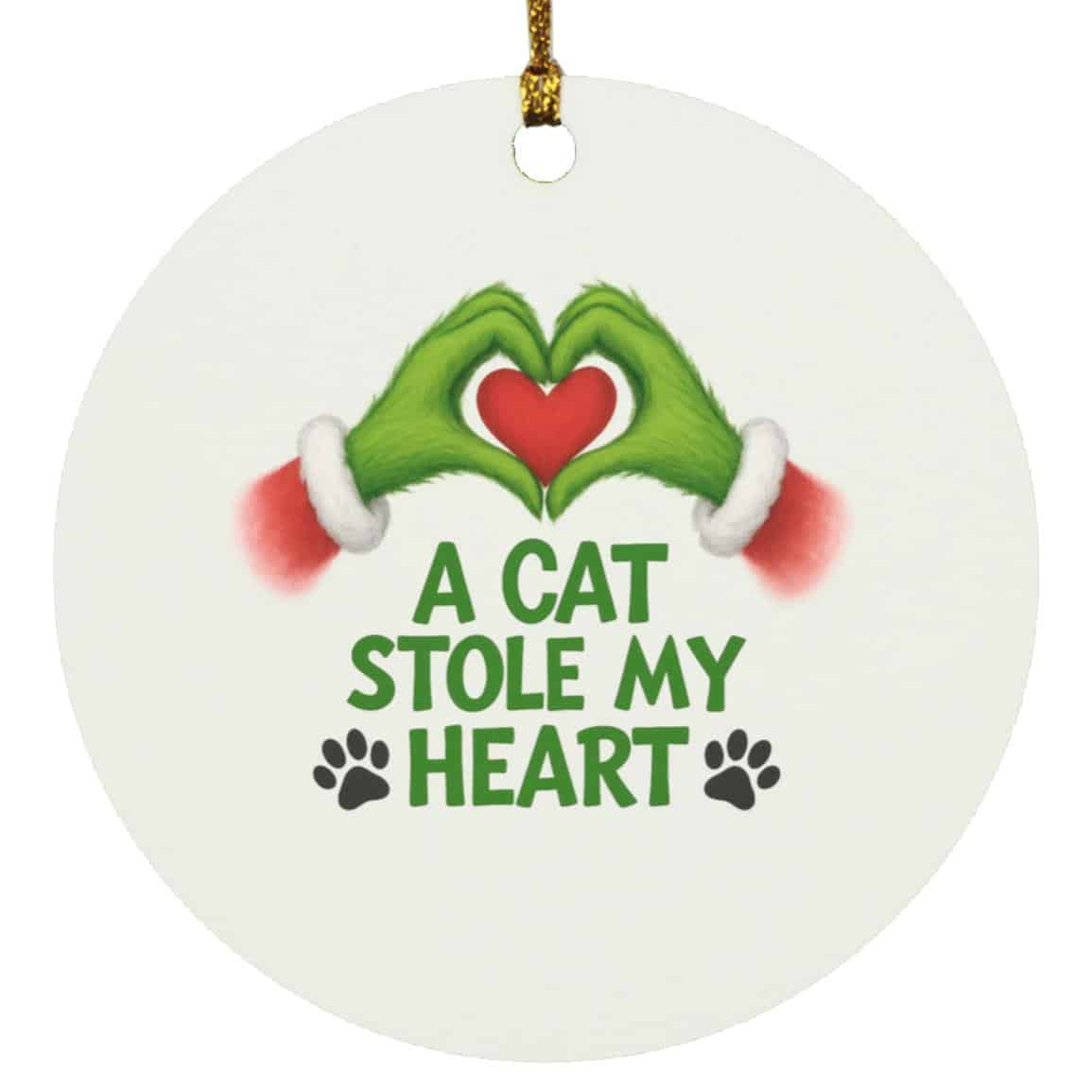 A Cat Stole My Heart Circle Ornament