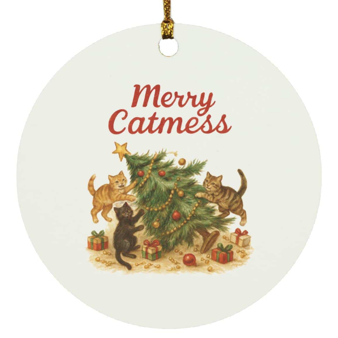 Merry Catmess Circle Ornament