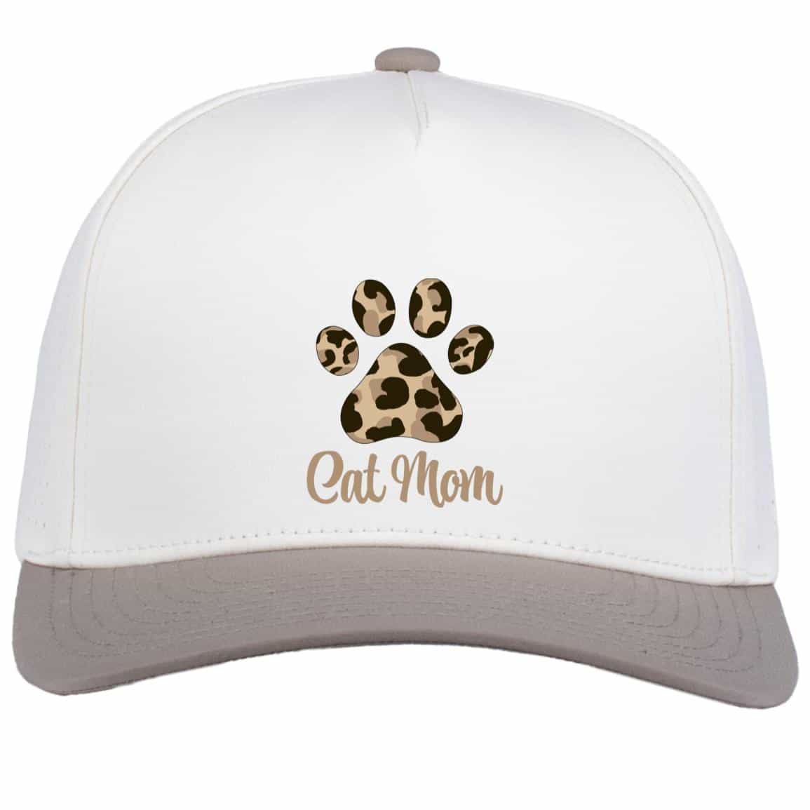 Cat Mom Leopard Weekender Perforated Snapback Cap White