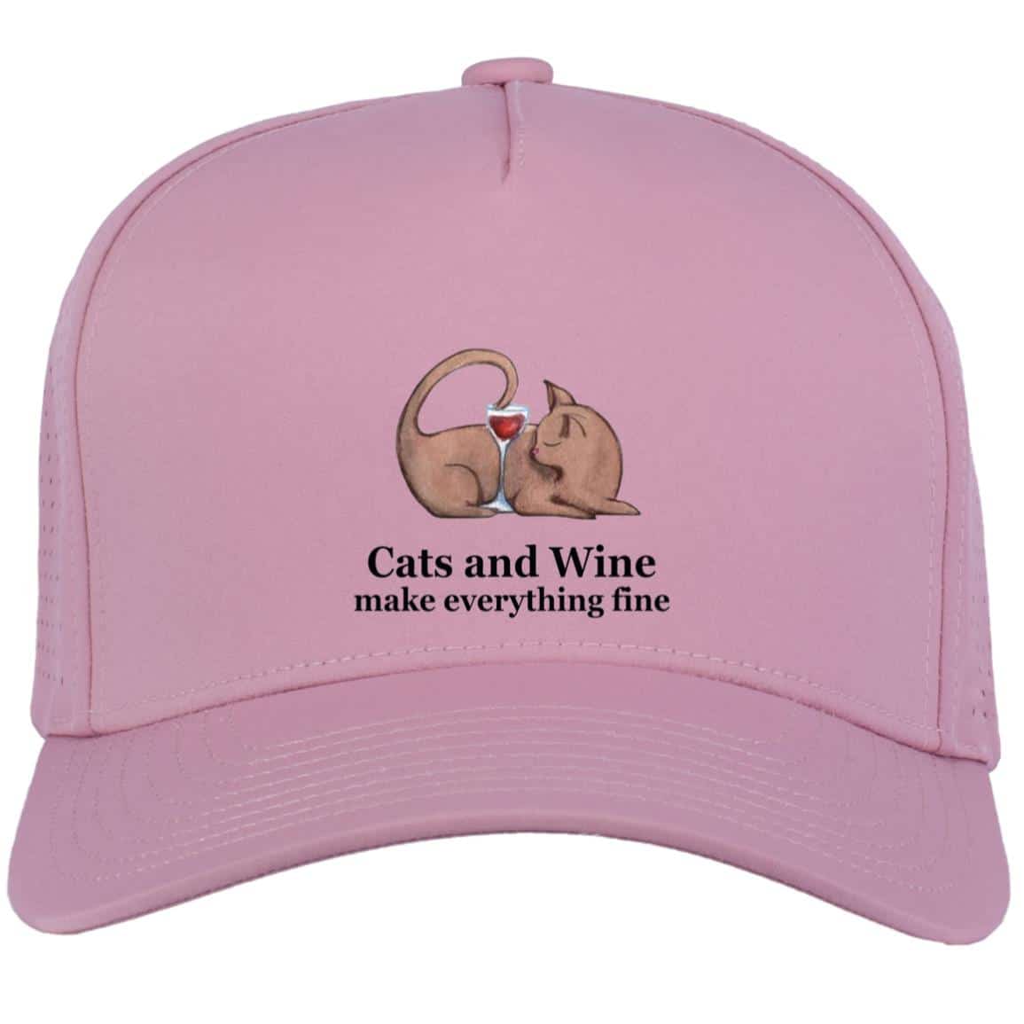Cats And Wine Weekender Perforated Snapback Cap Pink