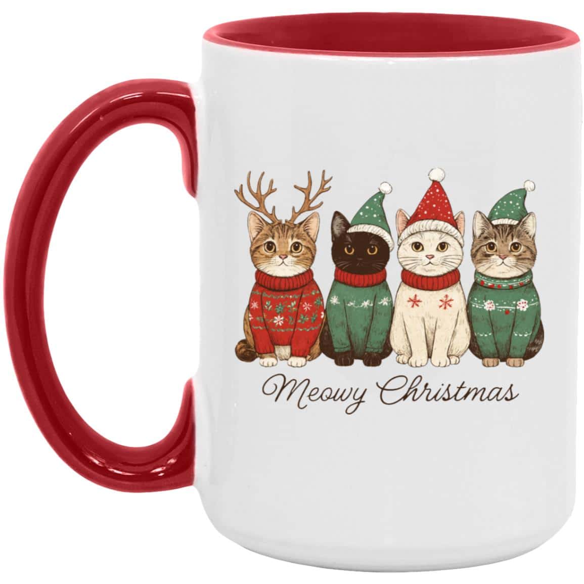 Meowy Christmas Kitties 15oz Accent Mug