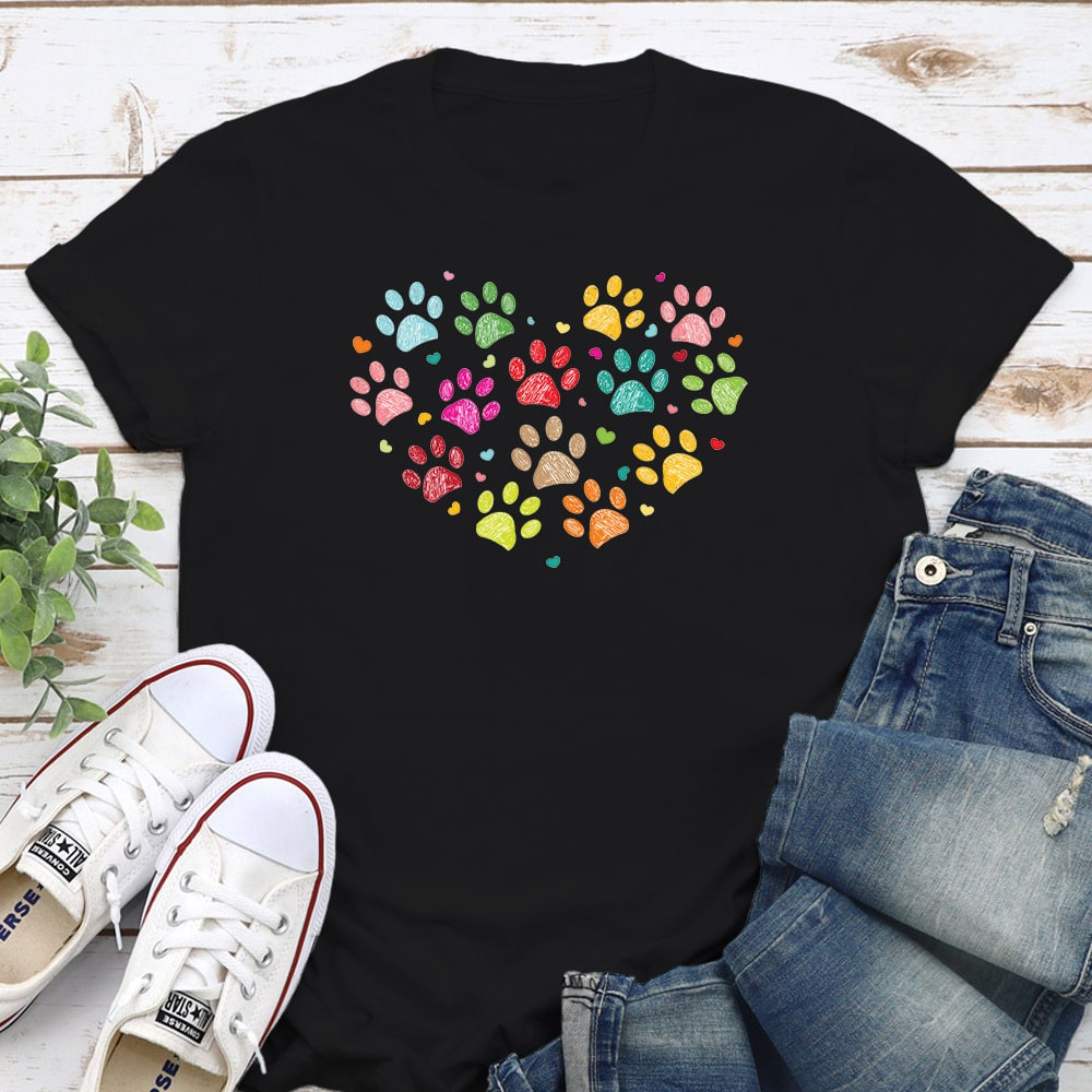 Fund 20 Meals for $15.00 and Get A Free - Pretty Paw Heart Standard Tee Black