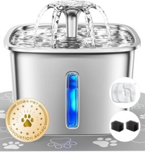Veken Innovation Award Winner Stainless Steel Cat Water Fountain