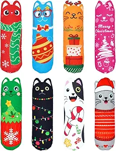 PET SHOW 8 Pack Christmas Cat Kicker Toys with Catnip Crinkle Sound Toys