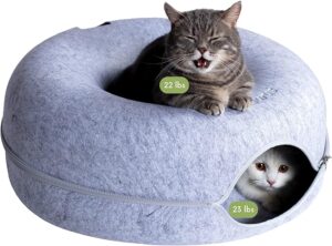 Cattasaurus Peekaboo Cat Cave Donut for Multiple & Large Cats up to 30-45 lbs