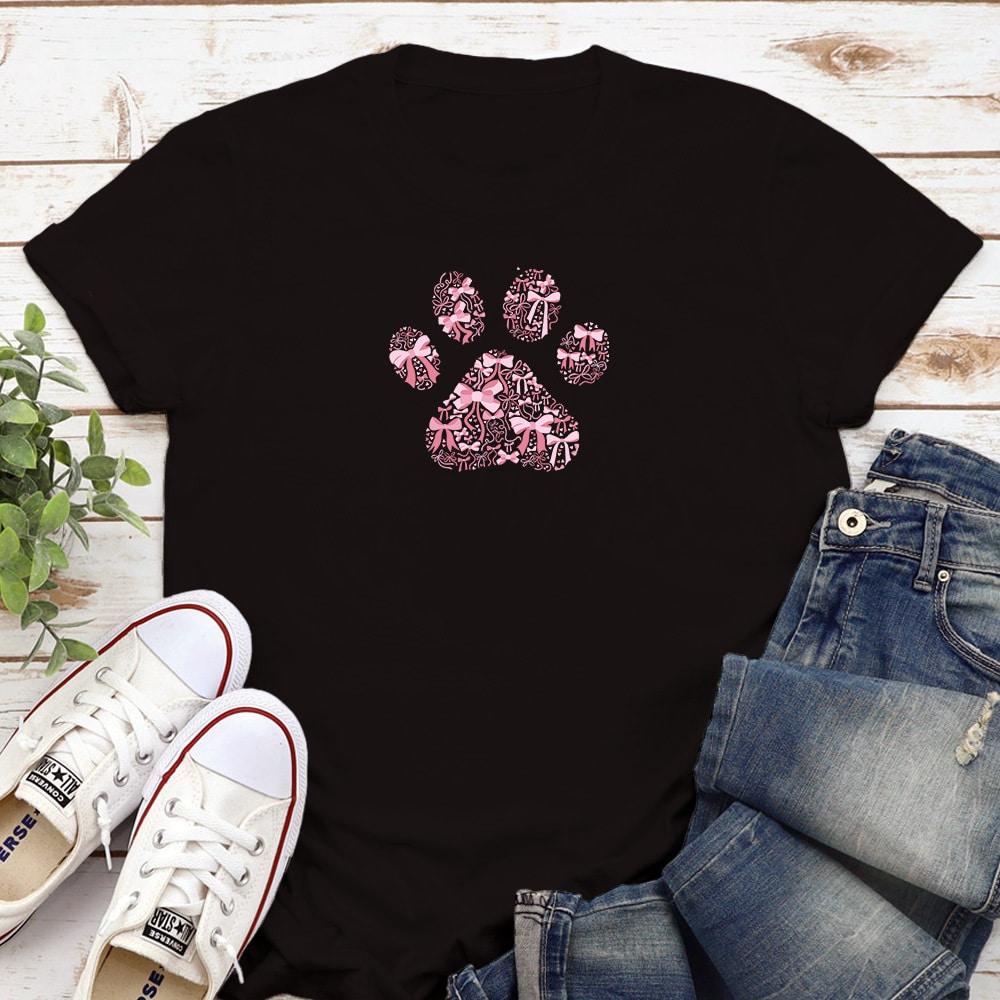 Pink Ribbon Paw Standard Tee Black