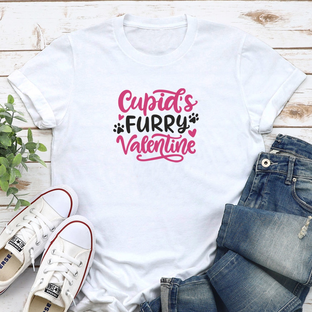 Cupid’s Furry Valentine Standard Tee White