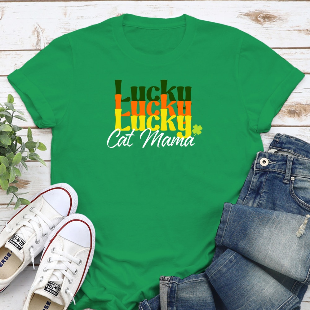 Lucky Cat Mama Standard Tee Irish Green