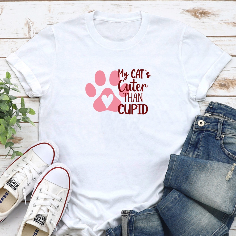 My Cat Is Cuter Than Cupid Standard Tee White