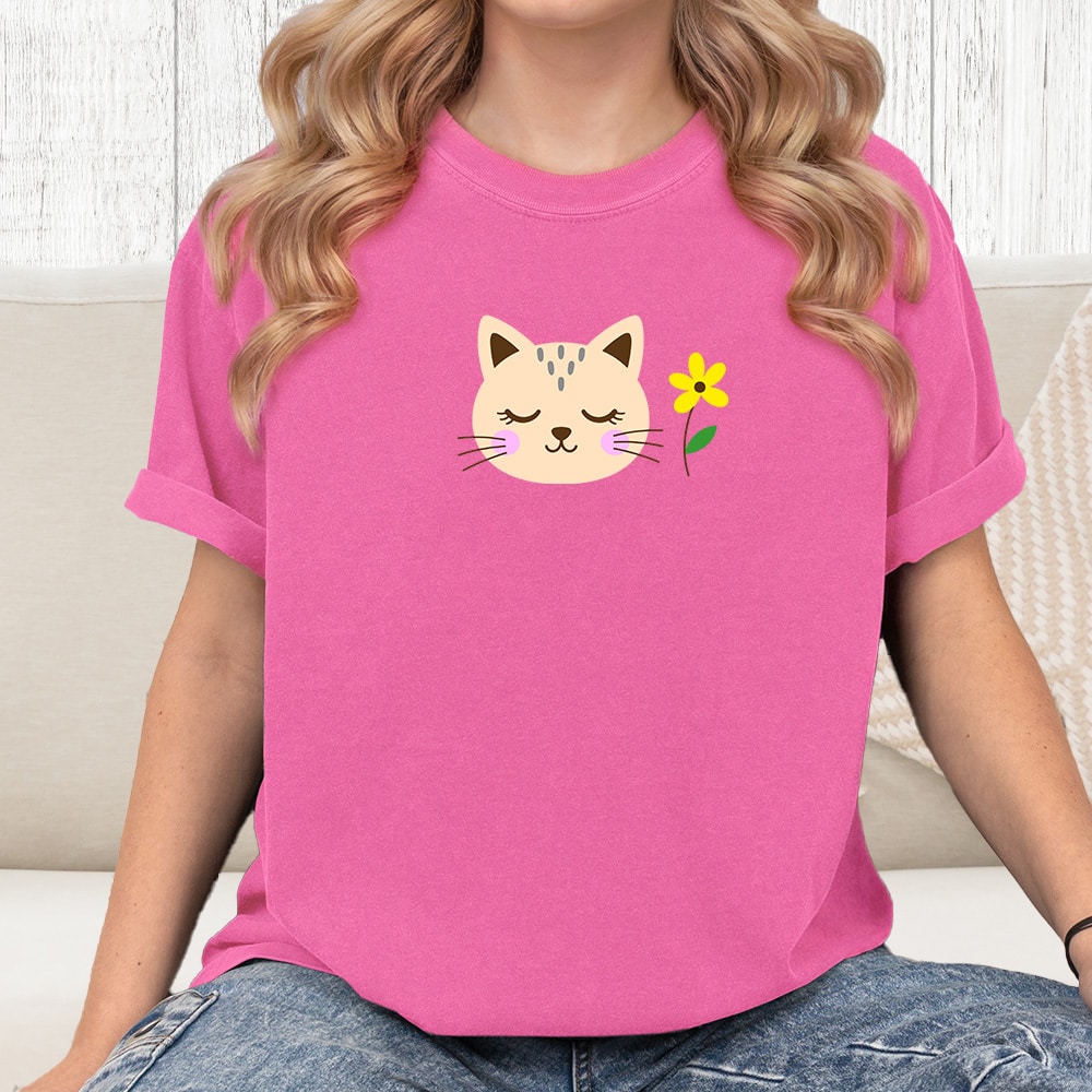 Comfort Colors Petals And Purrs Vintage Washed Tee - Crunchberry