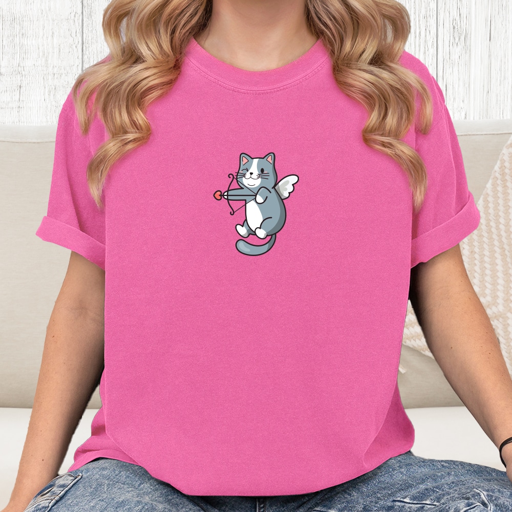 Comfort Colors Kitty Cupid Vintage Washed Tee - Crunchberry