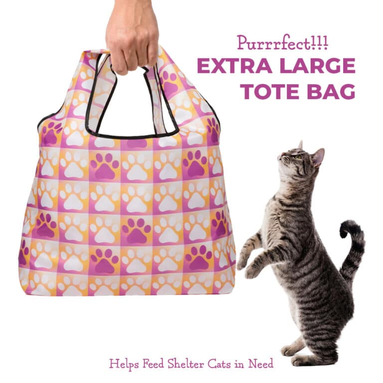Pink Paws Reusable Tote - Folding Grocery Tote Pouch Bag