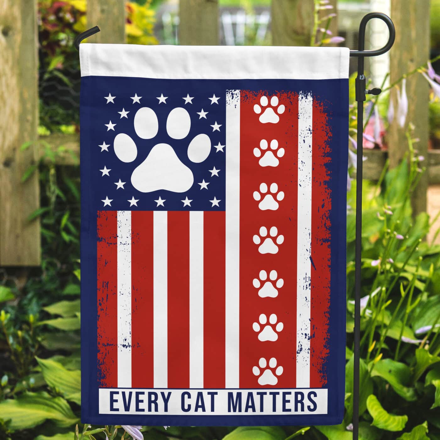 Every Cat Matters Garden Flag- Outdoor Yard Decor- Helps Feed Hungry Shelter Cats in Need