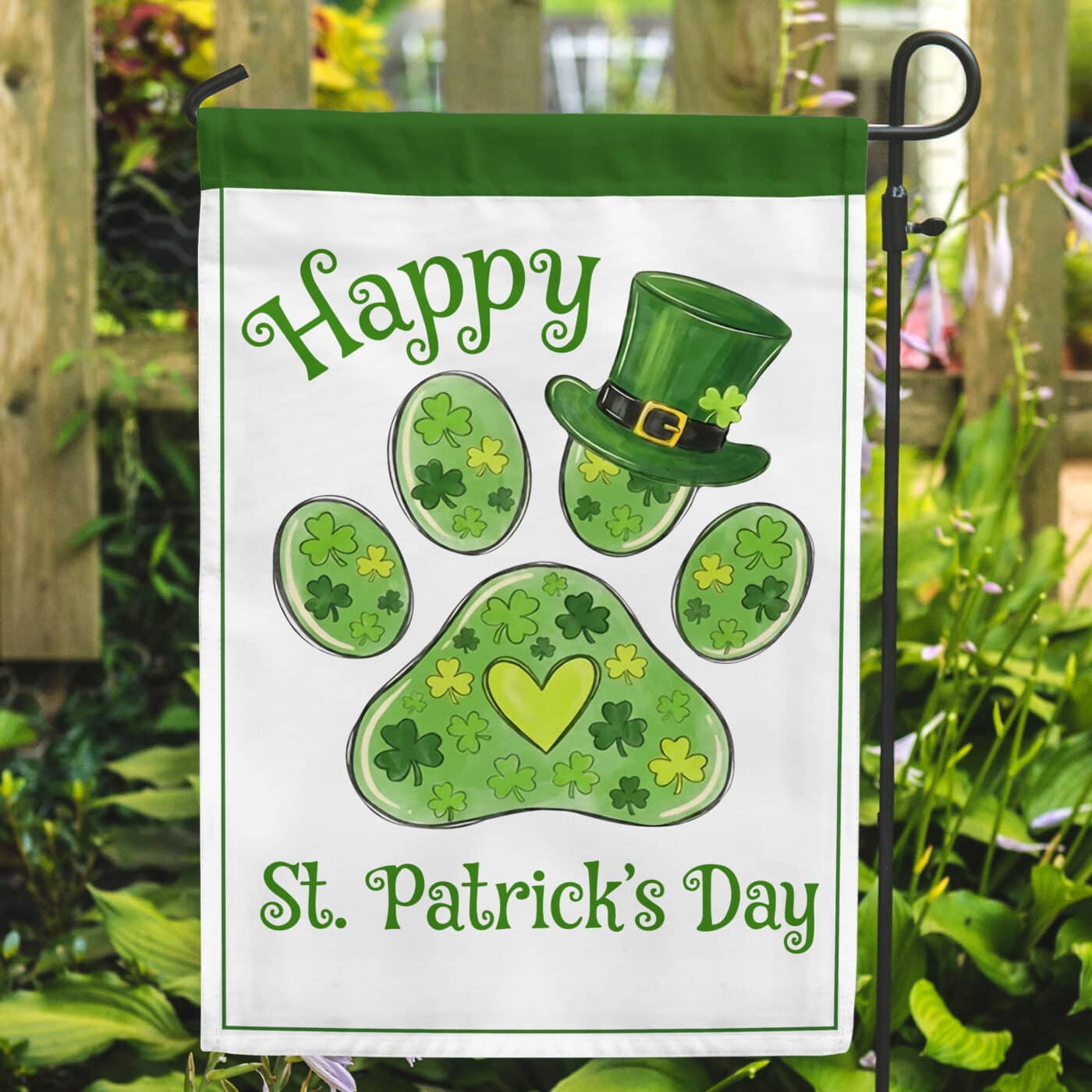 Happy St. Patrick’s Day Garden Flag- Outdoor Yard Decor- Helps Feed Hungry Shelter Cats in Need
