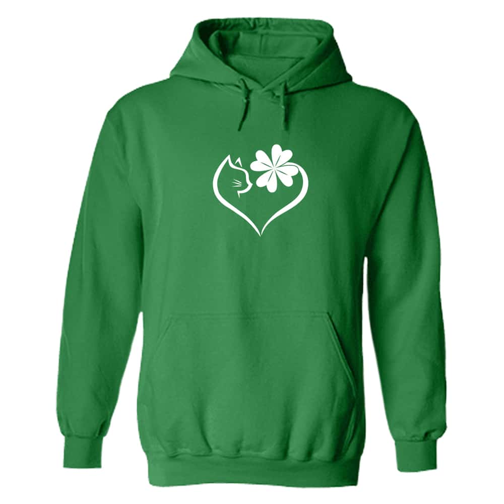 Purrfectly Lucky Heart Hoodie Irish Green