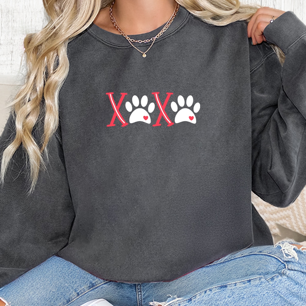 Comfort Colors XOXO Hugs & Kisses Premium Sweatshirt - Pepper