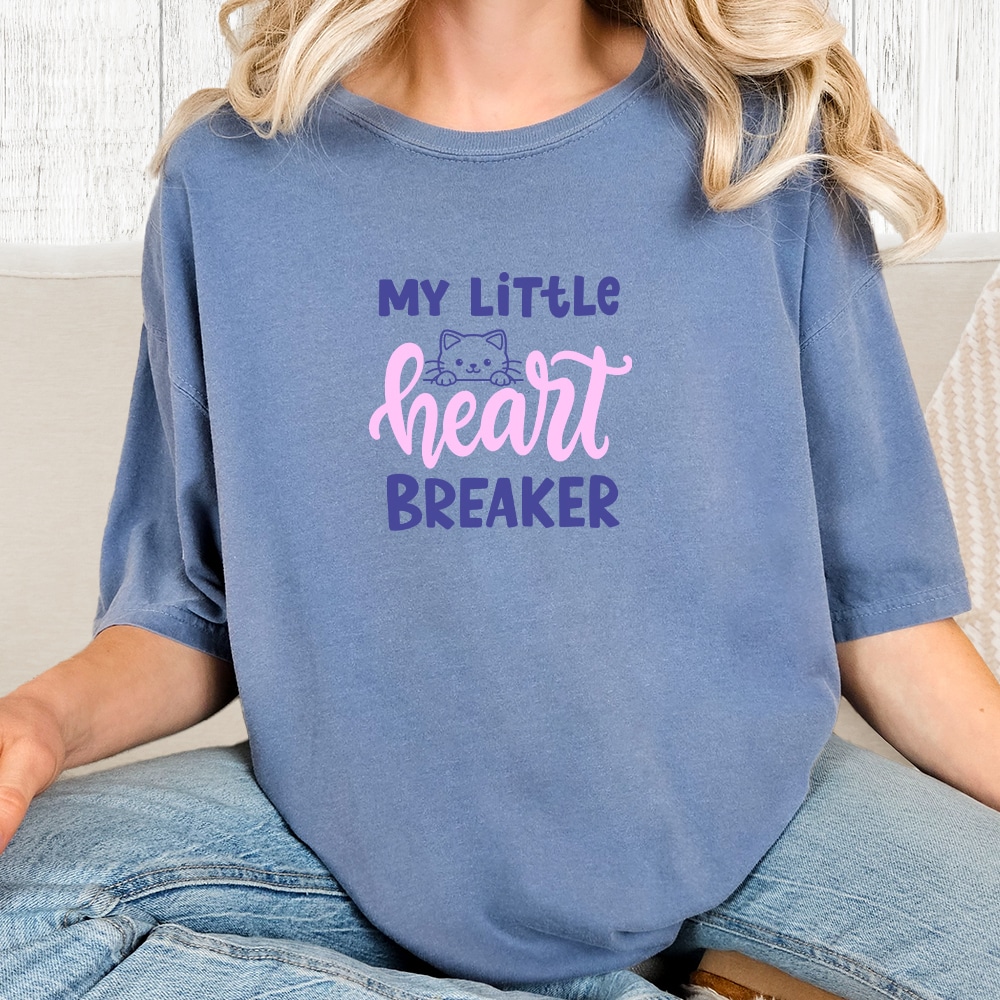 Comfort Colors My Little Heart Breaker Vintage Washed Tee - Blue Jean