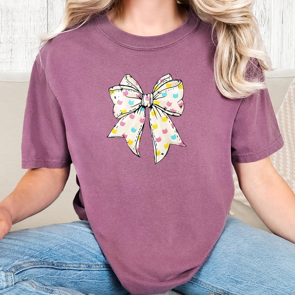 Comfort Colors Hoppy Easter Bow Washed Tee - Berry
