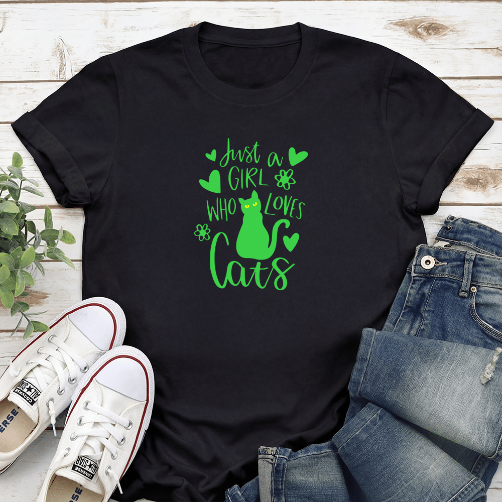 Just A Girl Who Loves Cats Standard Tee Black