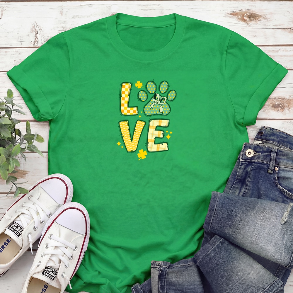 Pawsitively Lucky Love Standard Tee Irish Green