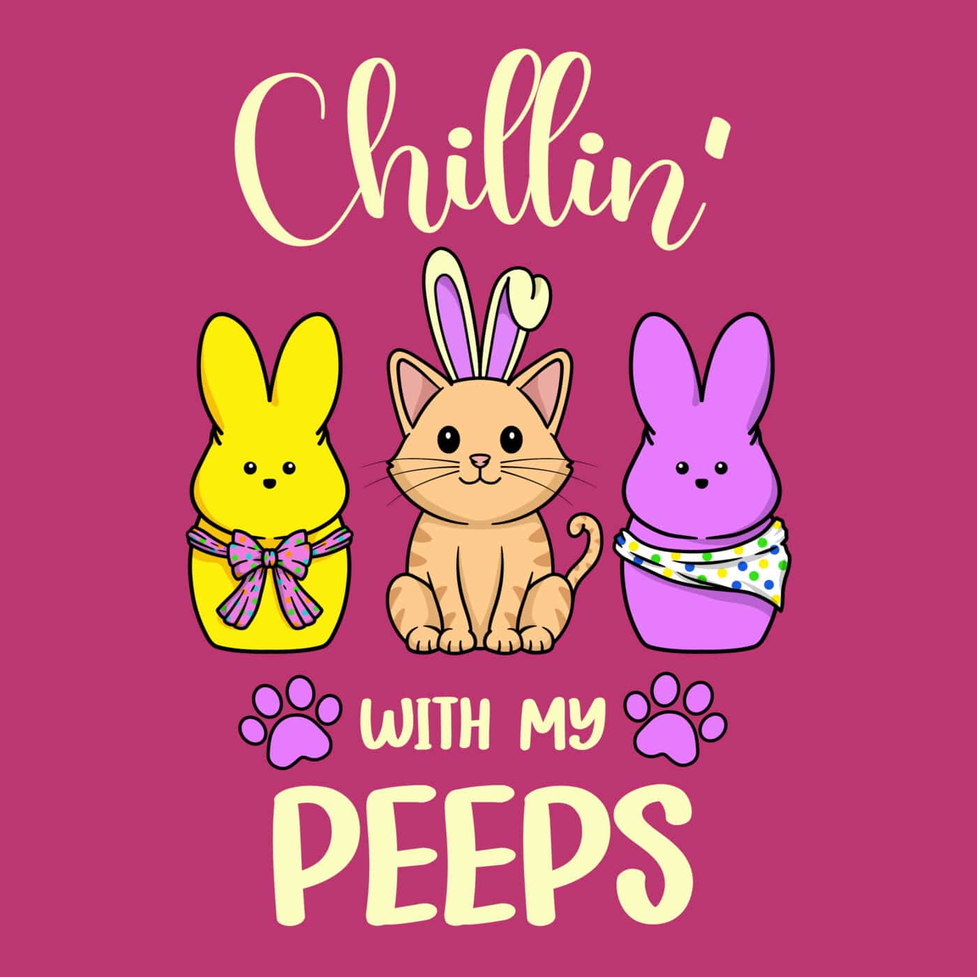 Happy Easter Peeps Hoodie Heliconia - iHeartCats.com
