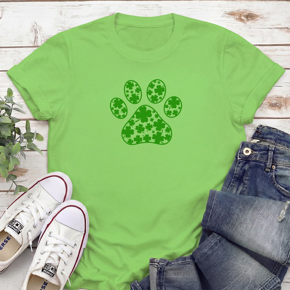 Luck Of The Paws Standard Tee Lime Green