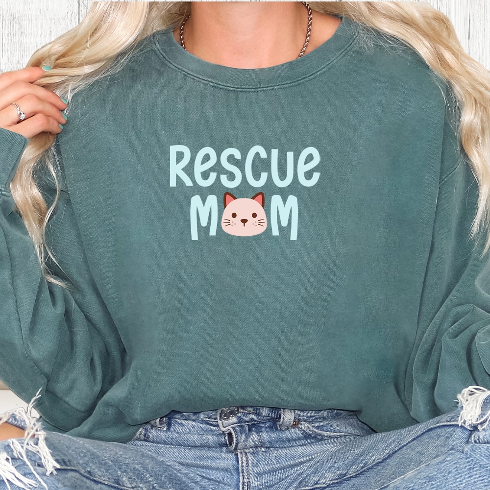 Comfort Colors Rescue Mom Club Premium Sweatshirt - Blue Spruce