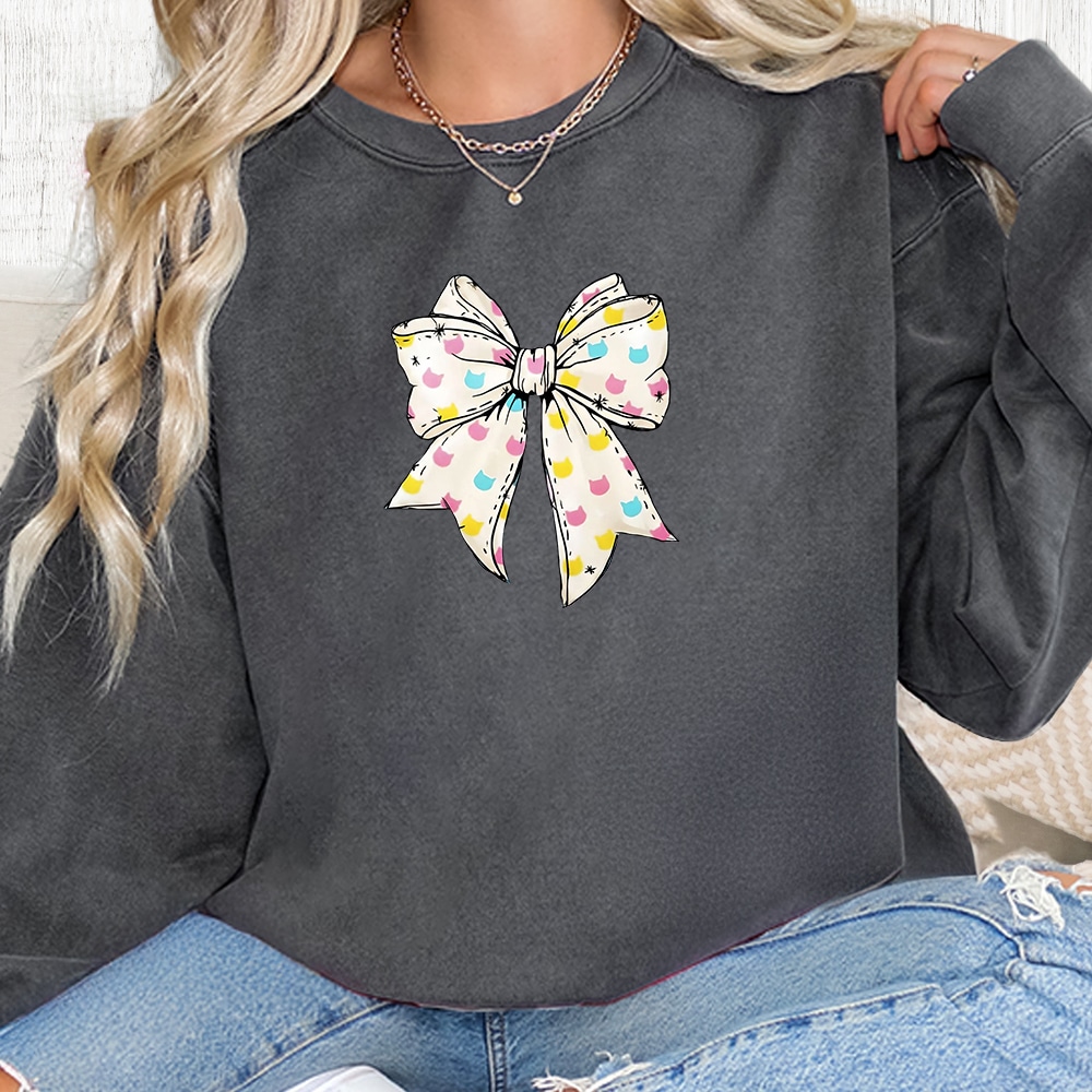 Comfort Colors Hoppy Easter Bow Premium Sweatshirt - Pepper