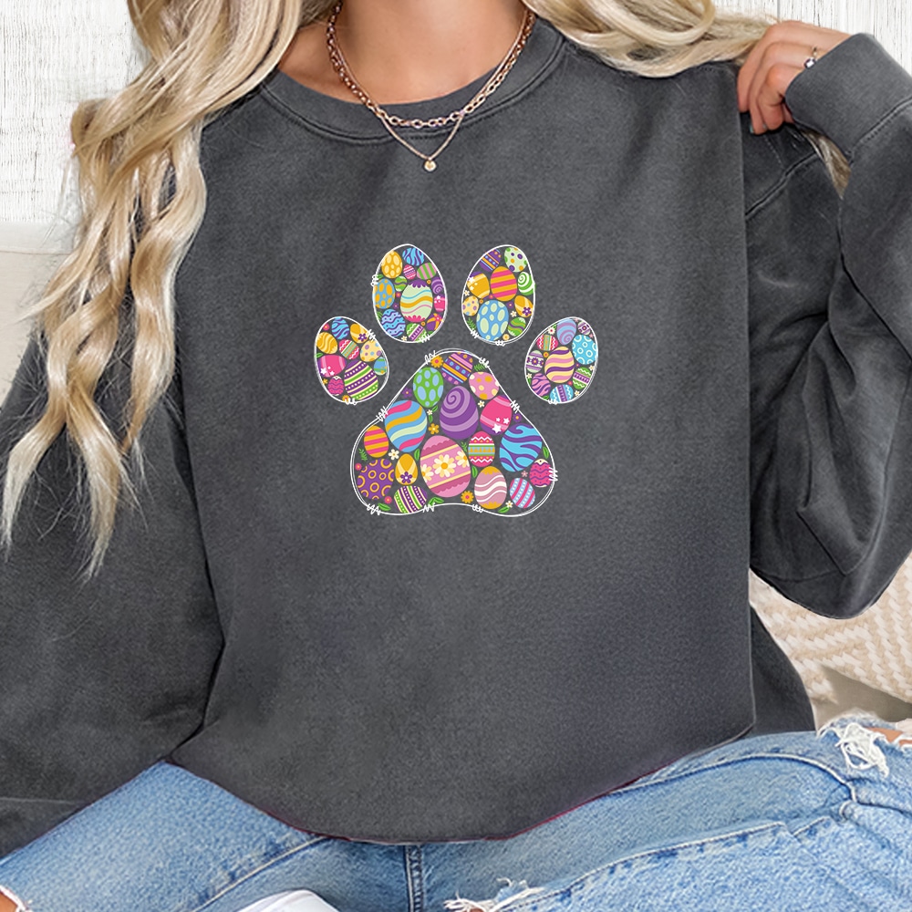 Comfort Colors Easter Paw Party Premium Sweatshirt - Pepper