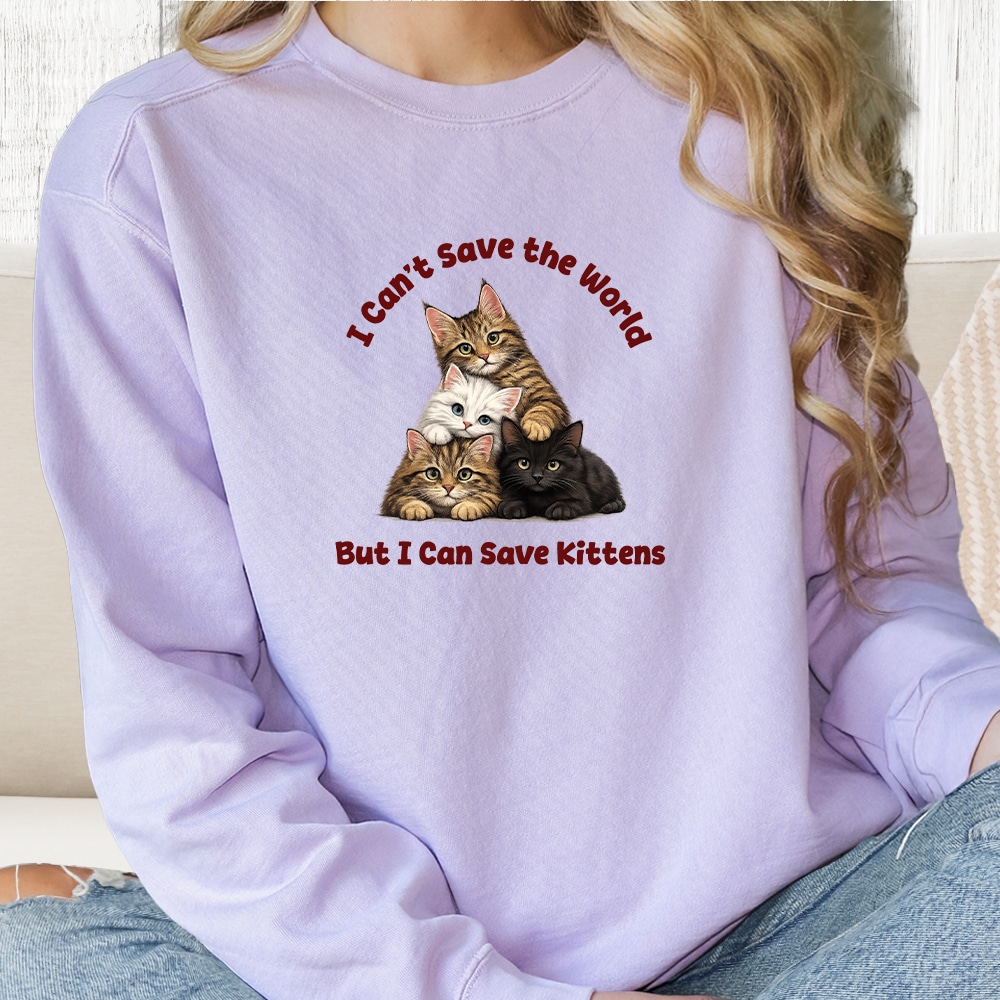 Comfort Colors I Can Save Kittens Premium Sweatshirt - Orchid