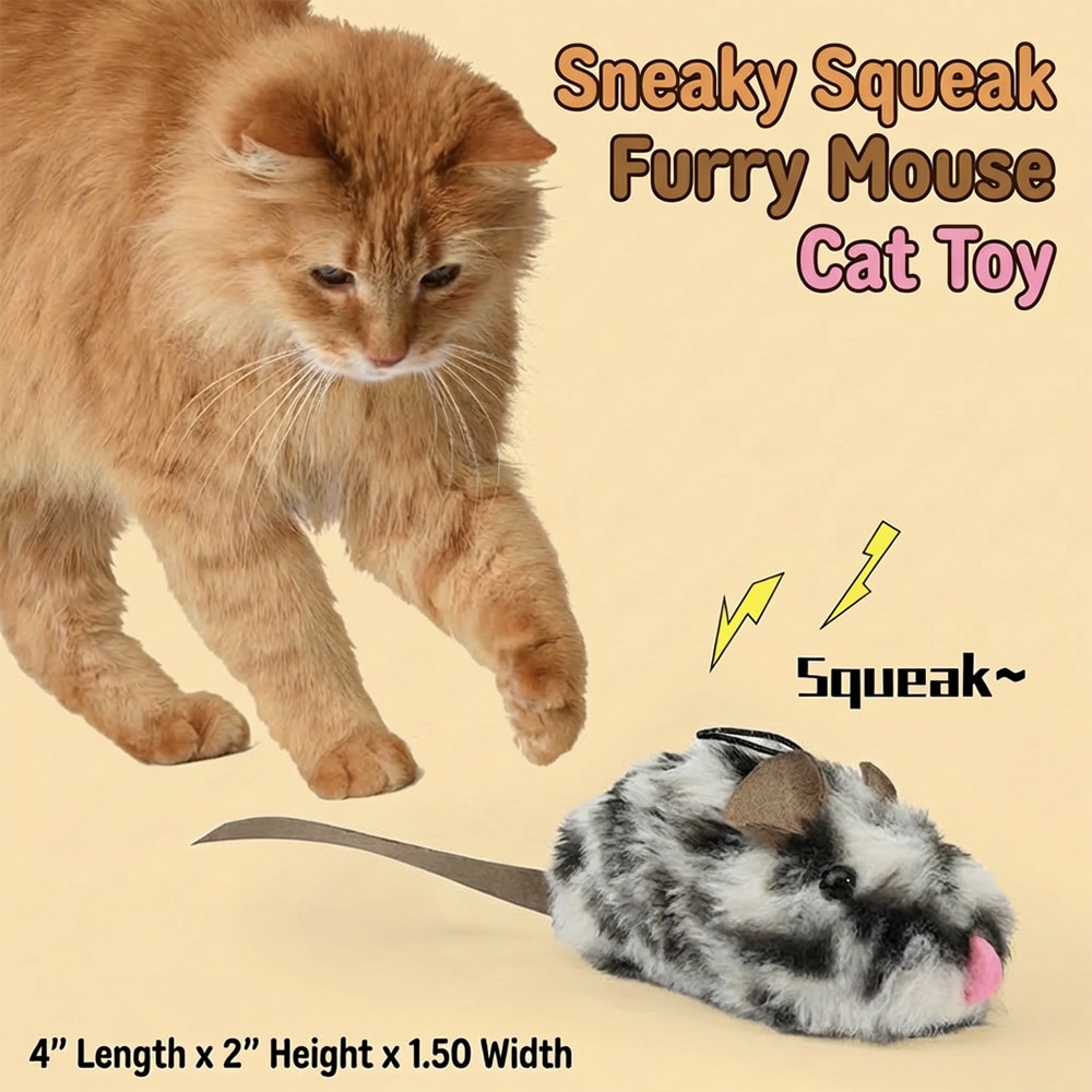 Sneaky Squeak Furry Mouse Cat Toy- Helps Feed Hungry Shelter Cats in Need