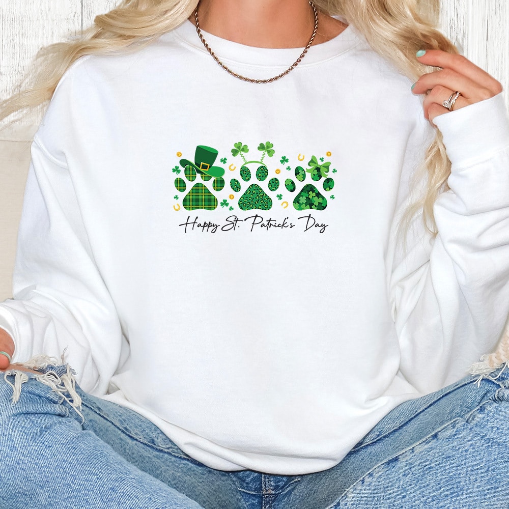 Comfort Colors Lucky Paw Parade Premium Sweatshirt - White