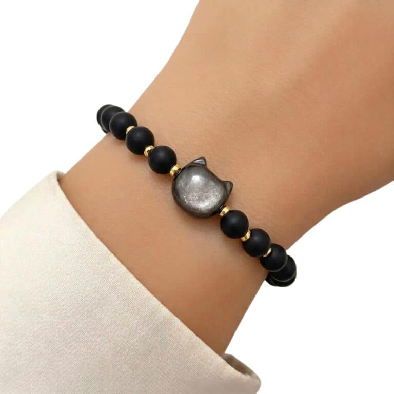 Cat Chakra "Power of 16" Positive Energy Matte Black Bracelet