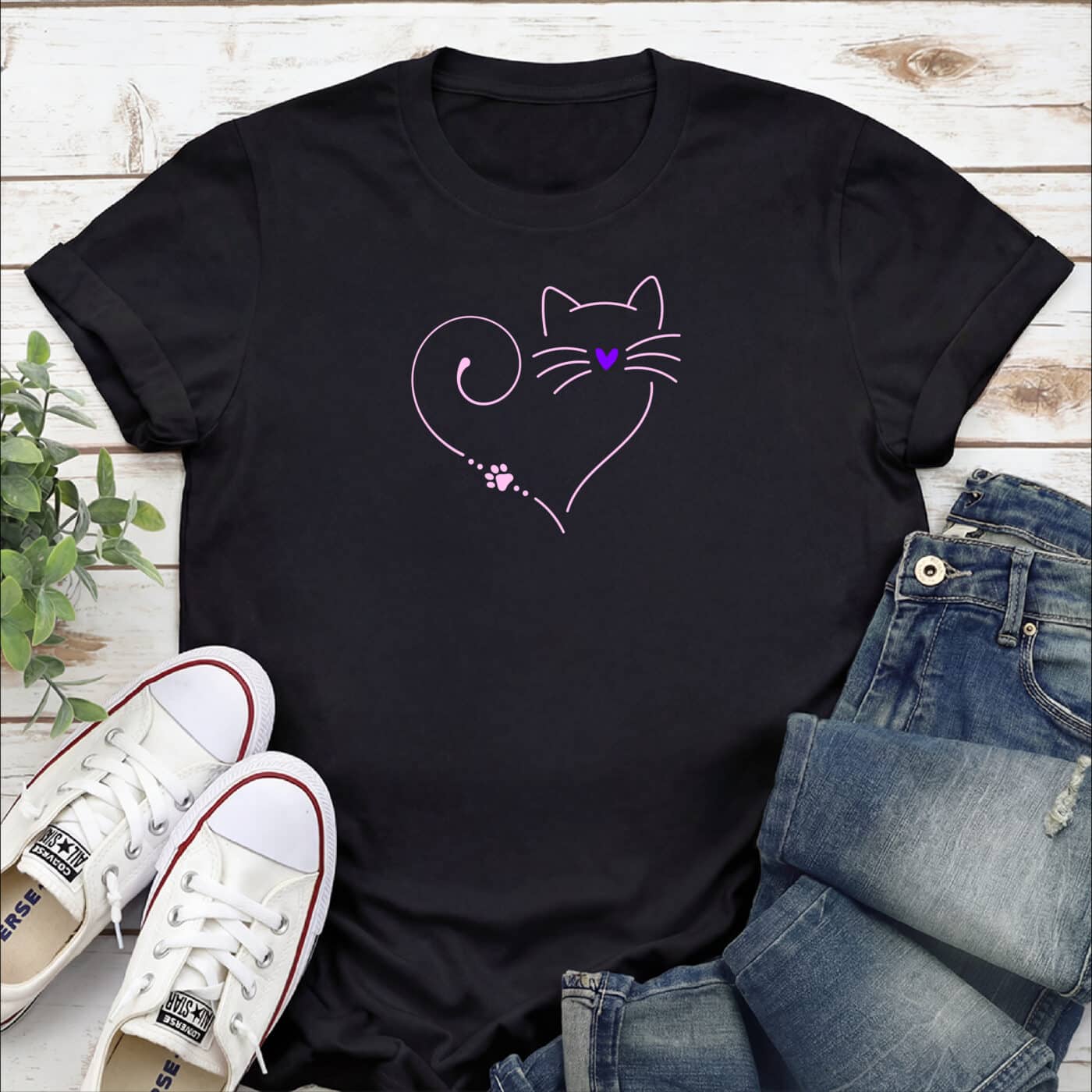 The Purrfect Heart Standard Tee Black