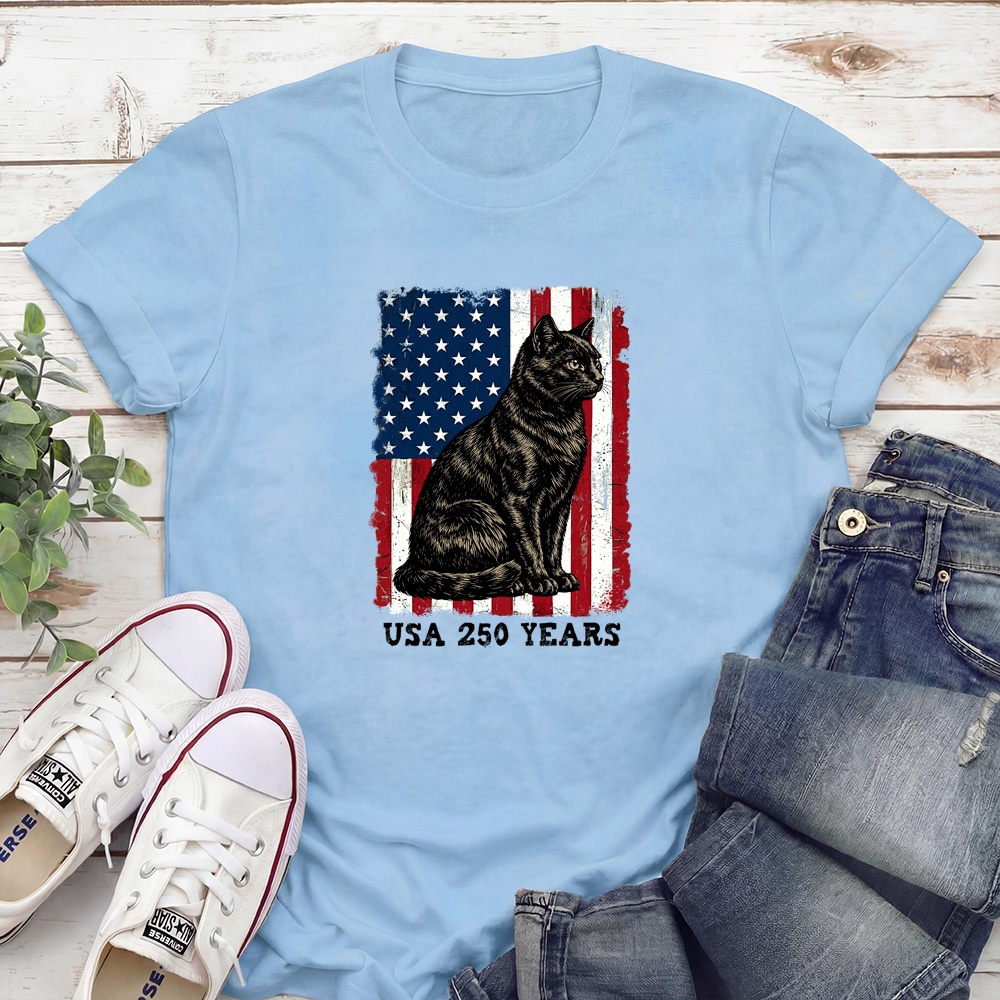 Liberty Cat – 250 Years Standard Tee Light Blue
