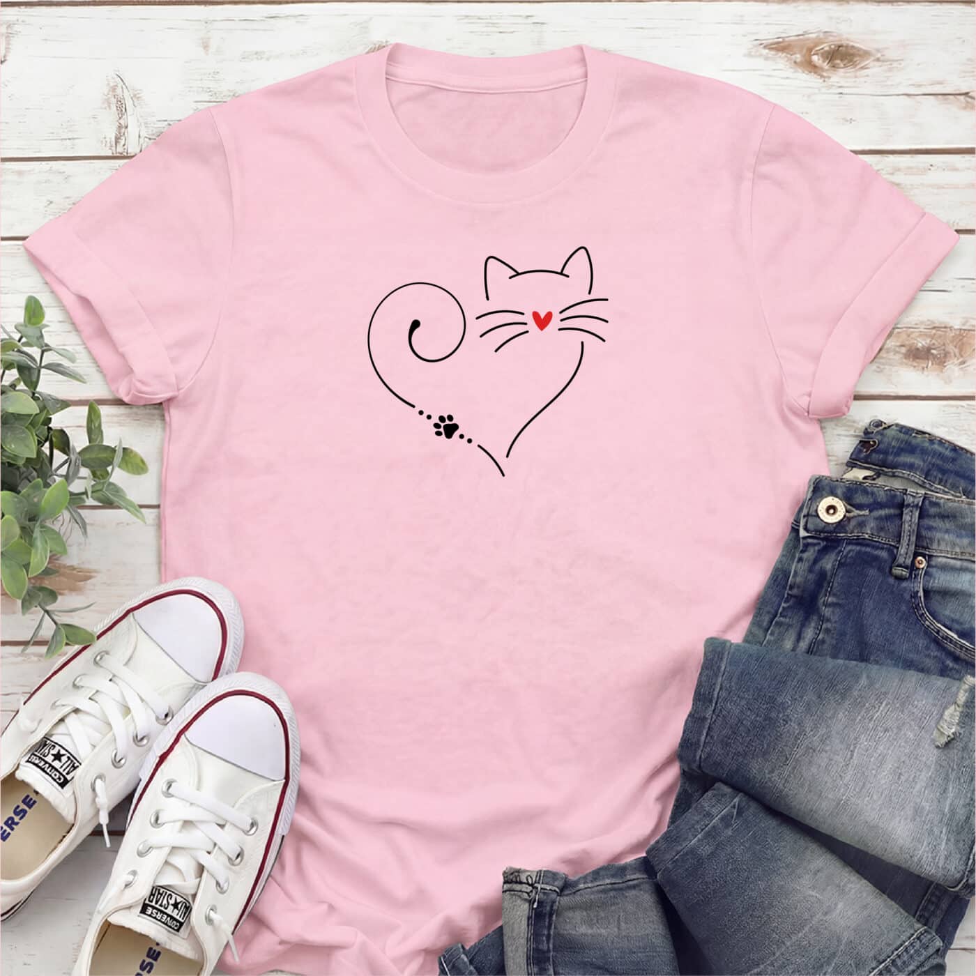 The Purrfect Heart Standard Tee Light Pink