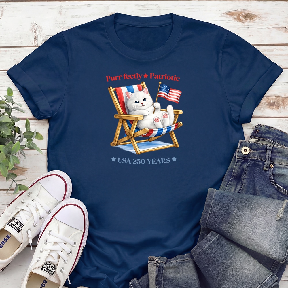 250 Years Purrfectly Patriotic Standard Tee Navy