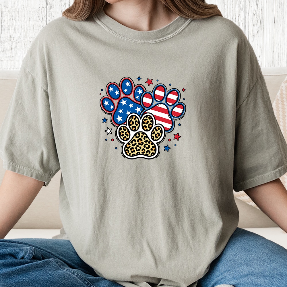 Comfort Colors Pawty In The USA Vintage Washed Tee - Sandstone