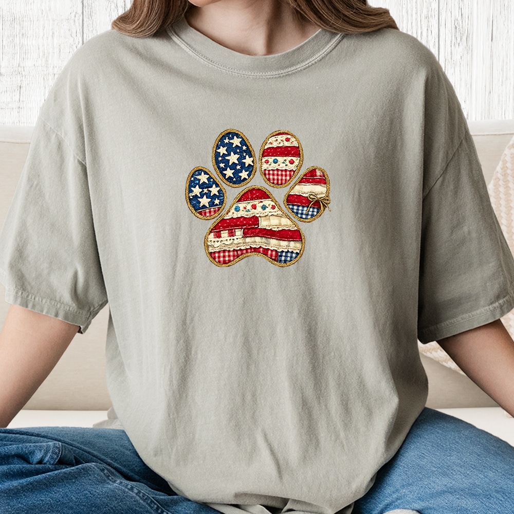 Comfort Colors All American Pawtriot Vintage Washed Tee - Sandstone