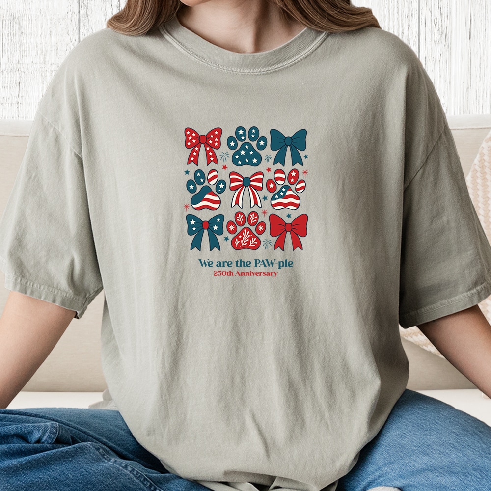 Comfort Colors Paws of Independence Vintage Washed Tee - Sandstone