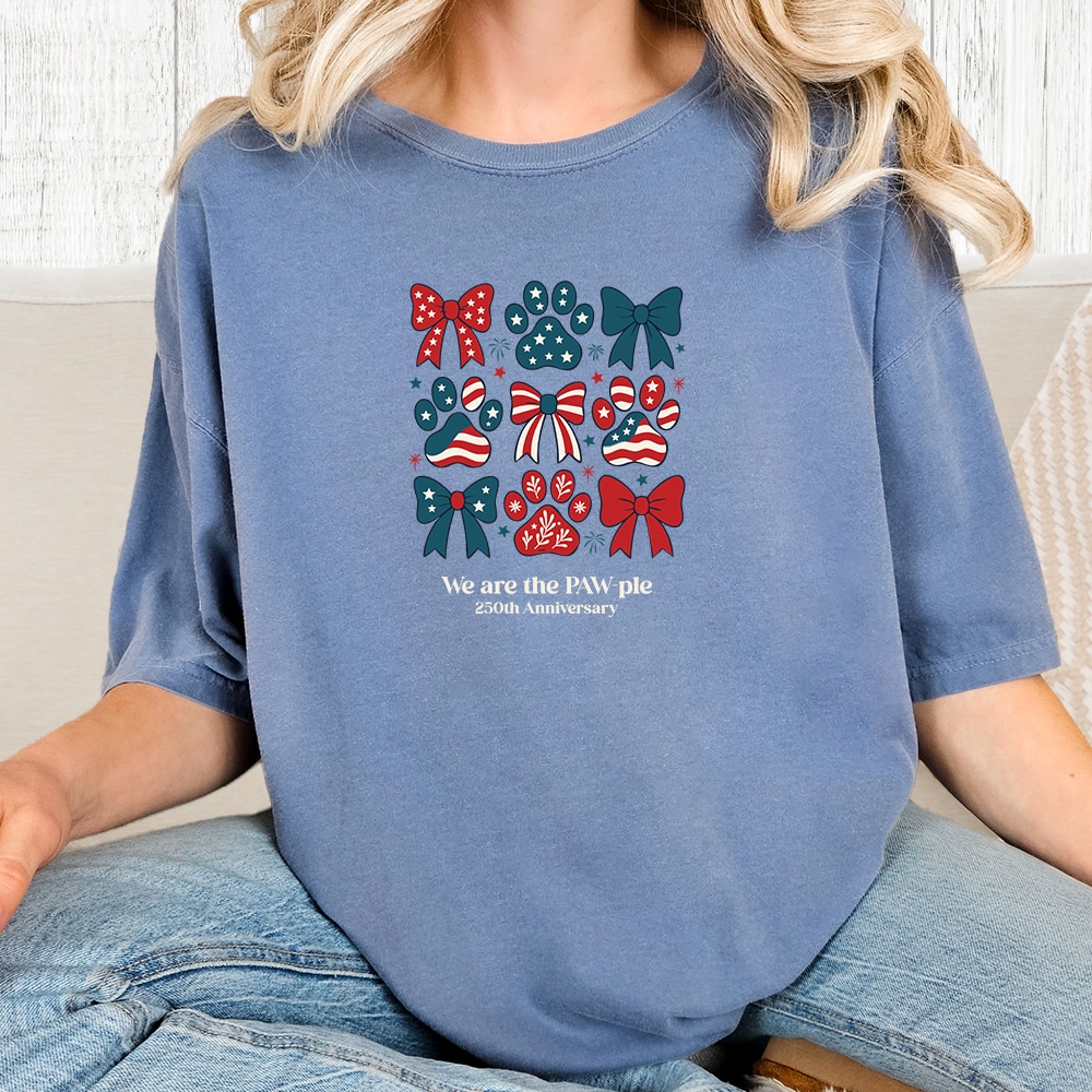 Comfort Colors Paws of Independence Vintage Washed Tee - Blue Jean